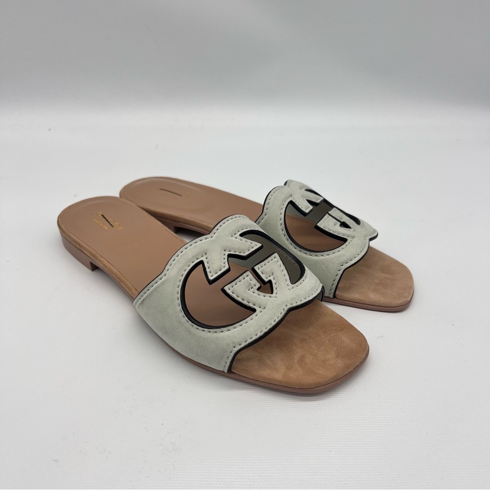 Gucci White and Tan Minimalist Sandals